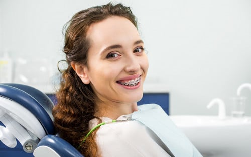 Woman with Braces in Woodland Hills